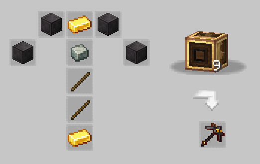 The Unbreakable Netherite Pickaxe's crafting recipe in JEI.