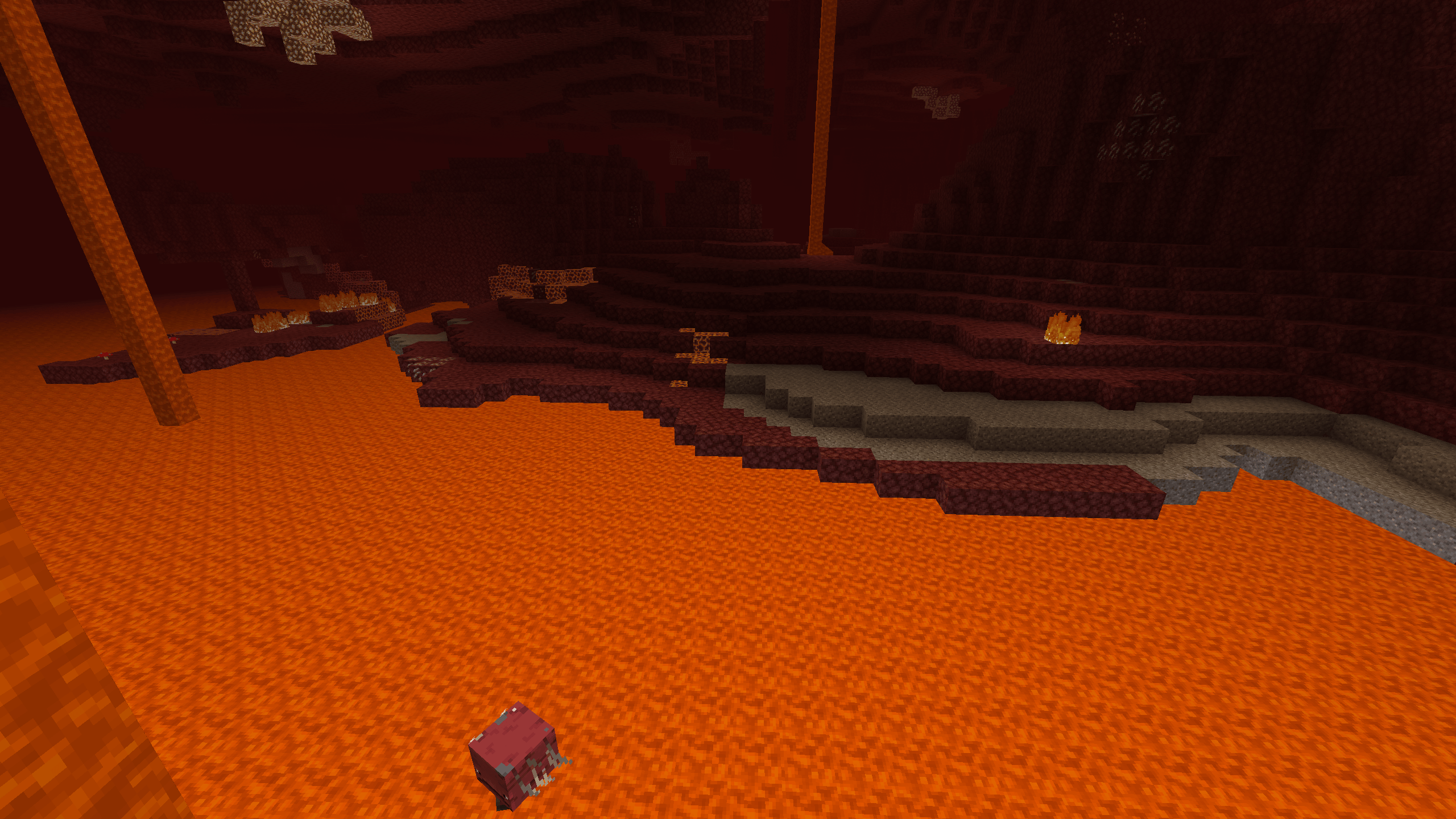 Nether Wastes with normal orange lava