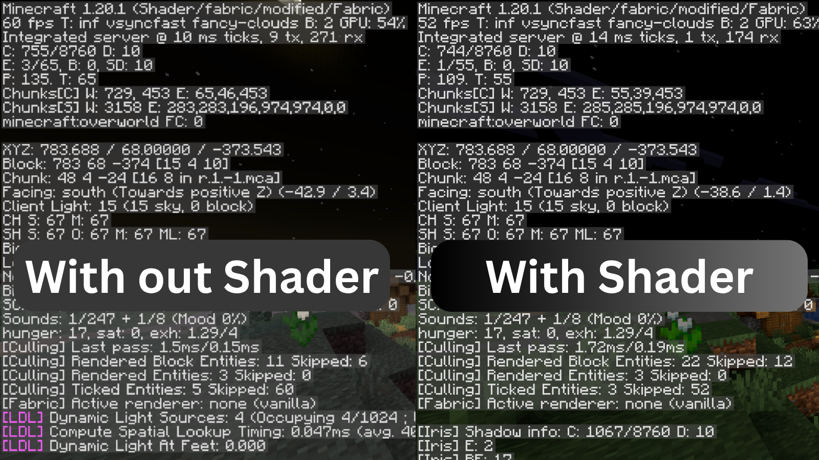 With and Without Ultra Lite Shadows