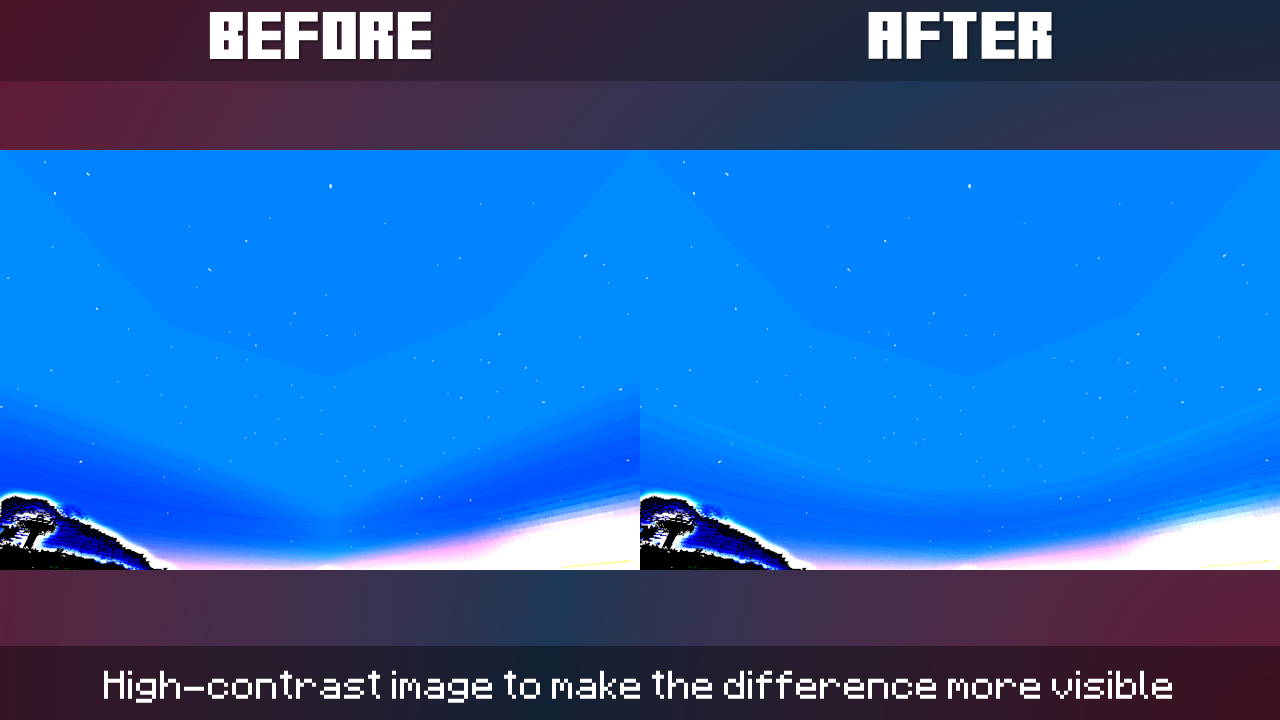 Before and After of the base sky texture in-game