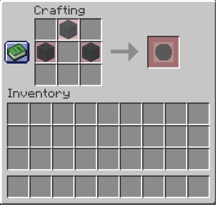 a recipe of a kipa, top middle is a black_wool, middle right is also black wool and middle left is also black wool