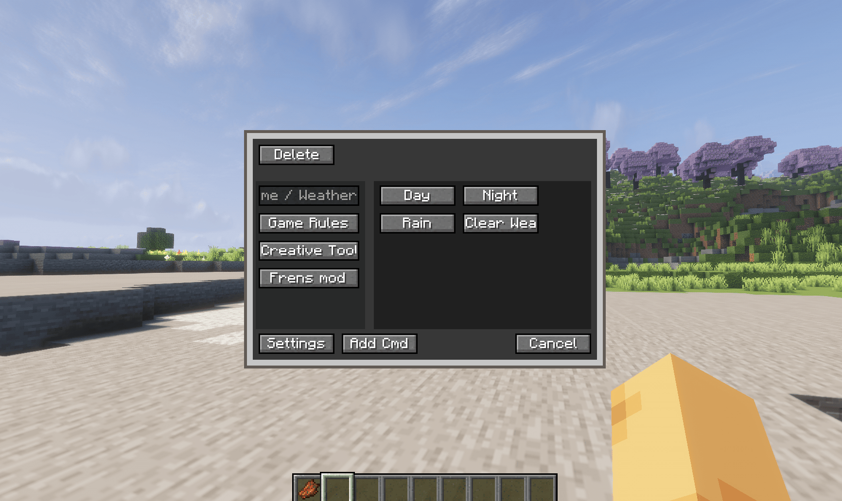 Press R to open the Command Pouch menu. The keybind can be changed in Minecraft’s Options > Controls > Key Binds menu.