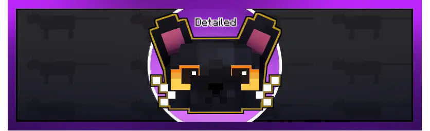 (Refined Cats Detailed Version) a black cat with yellow eyes with the text Detailed over it