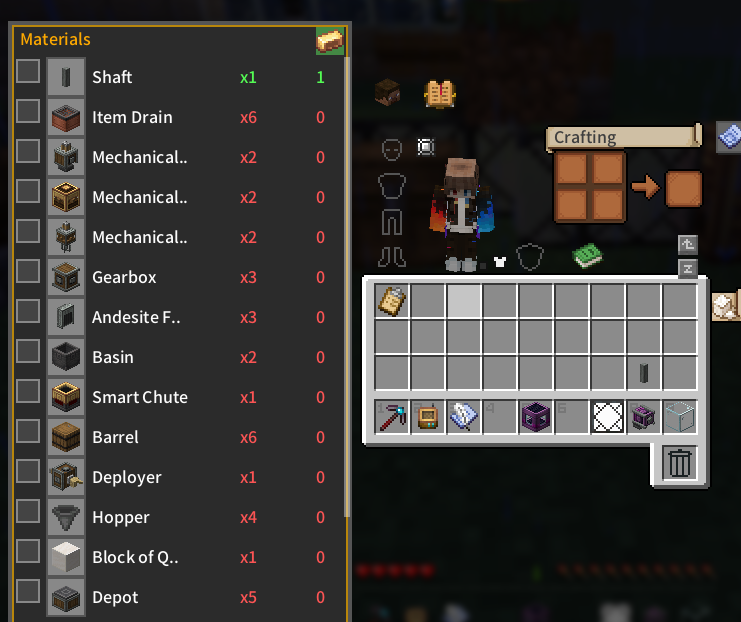 The image shows a Minecraft screen divided into two parts. On the left is a