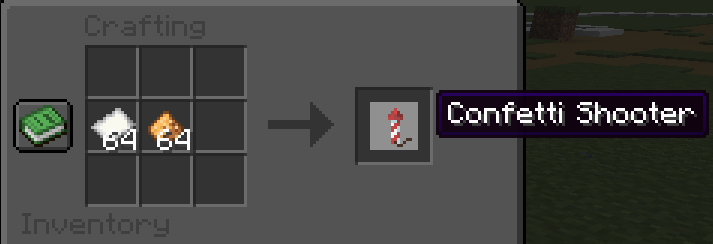 a screenshot of the recipe of confetti shooters (paper + glowstone powder)