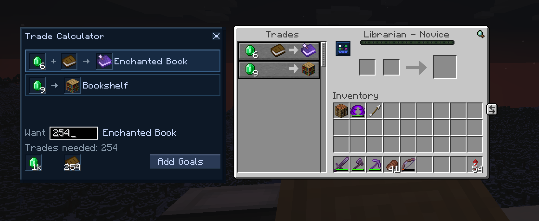 Trade calculator menu showcase