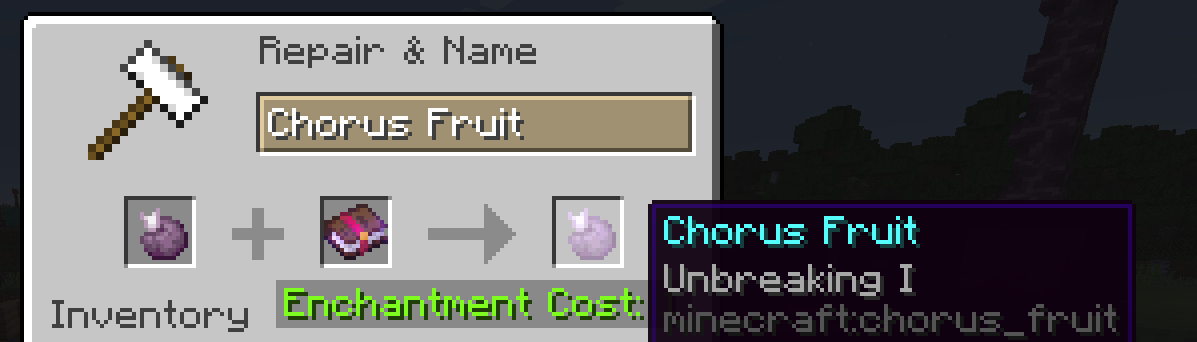 Durable enchanted purple fruit on the anvil