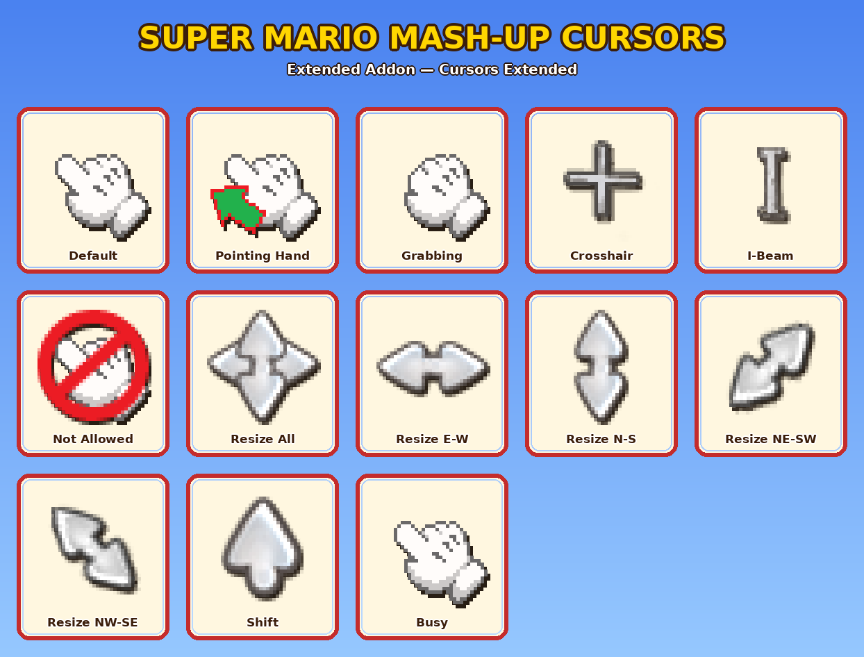 Collage of the cursors included