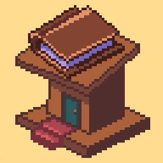 Block4Block logo, a lectern with a book on top, the lectern is also a house with a red mat, steps and a green door.
