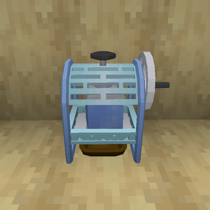 An ice shaver with a block of ice inside it.