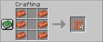 Copper shutters are crafted with copper ingots instead, requiring two extra in the top left and top right slots.