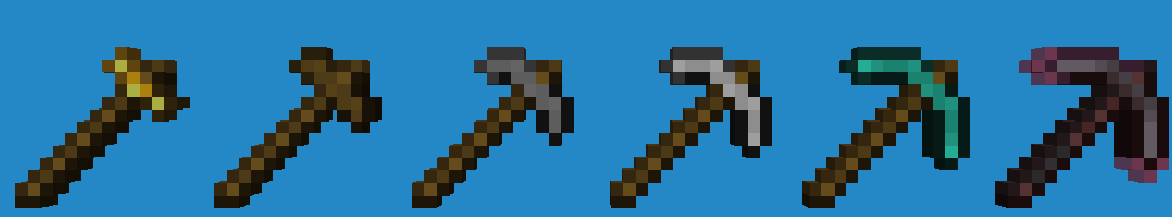 The preview of the pickaxes: