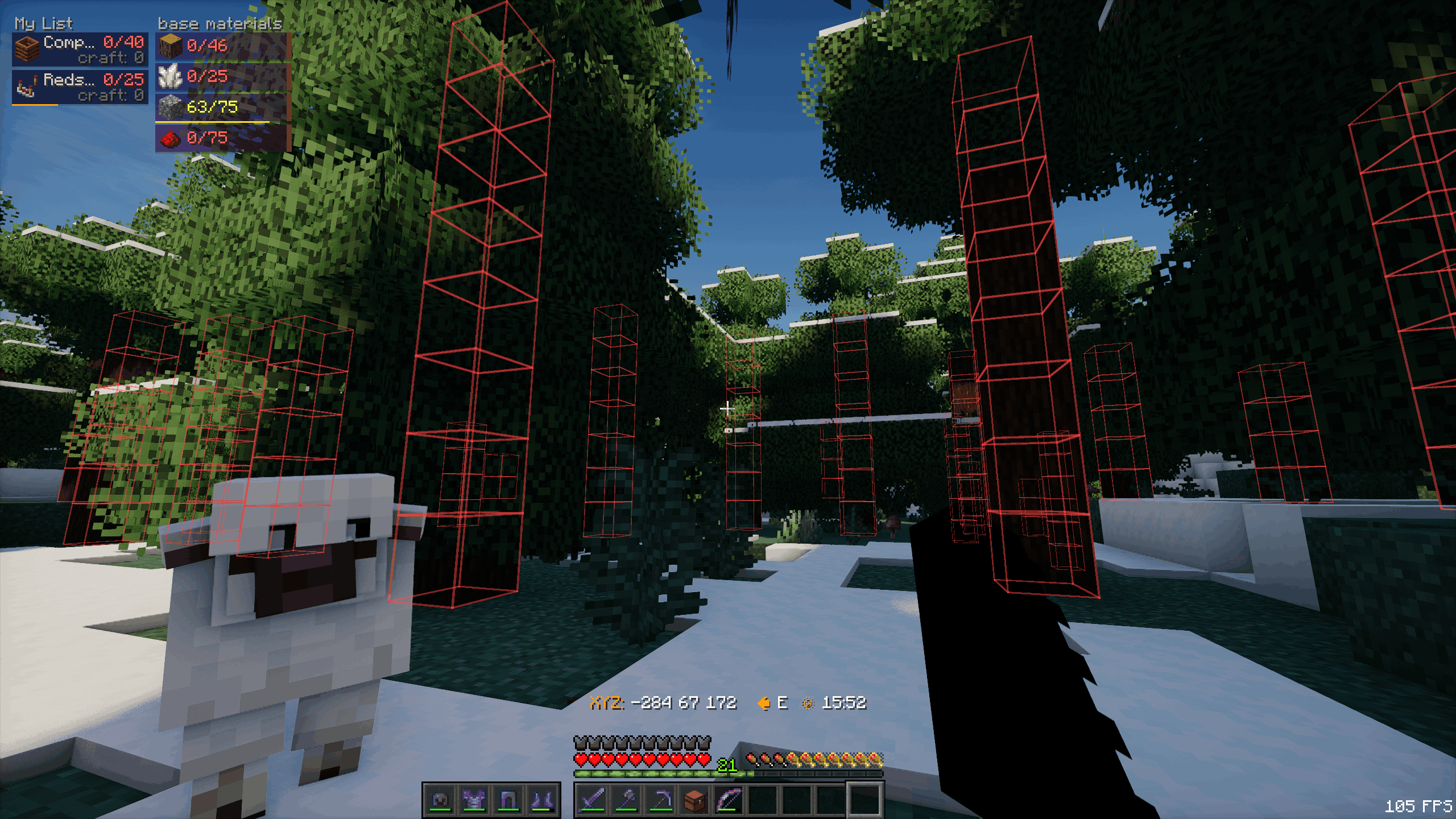 Xray showcase showing needed resource block outlines through terrain