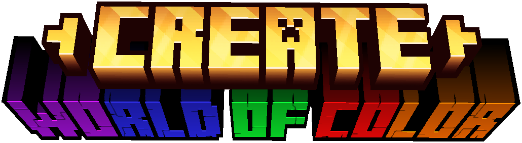 Minecraft logo style, reading CREATE on the top line and WORLD OF COLOR on the bottom