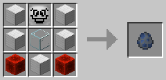 Row 1: Iron Block, Yes Man AI, Iron Block. Row 2: Iron Block, Glass, Iron Block. row 3: Redstone Block, Iron Block, Redstone Block