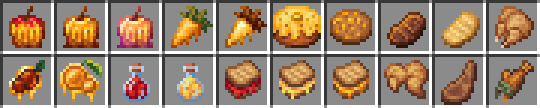 All 20 new food items added by the Data Pack.
