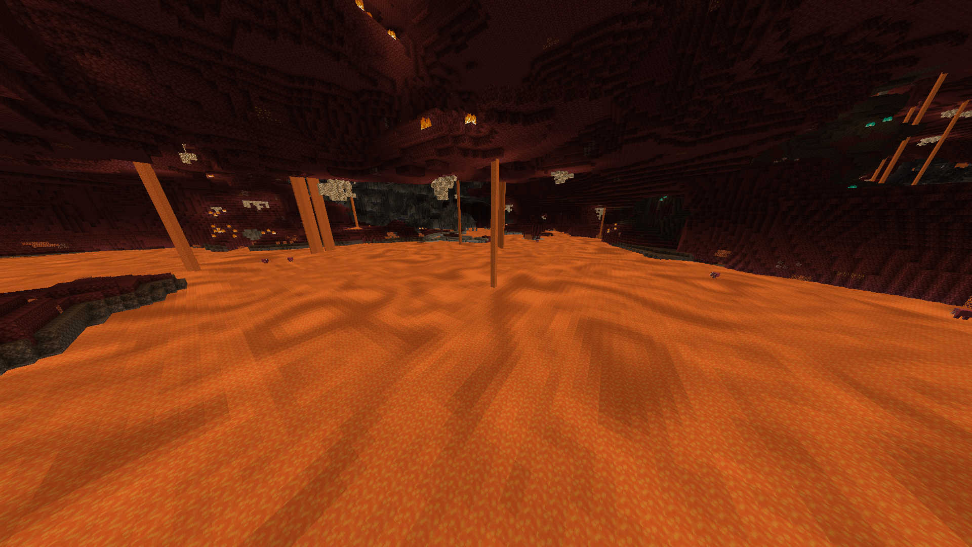 A view of a lava lake in the Nether