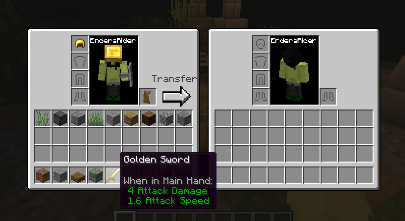 Player Death Inventory Screen