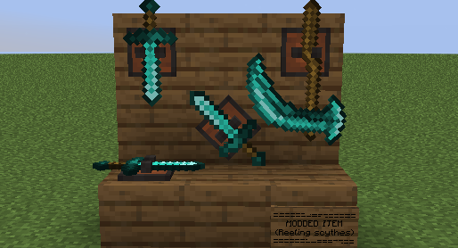 Diamond Swords + Diamond Scythe on Tool Rack