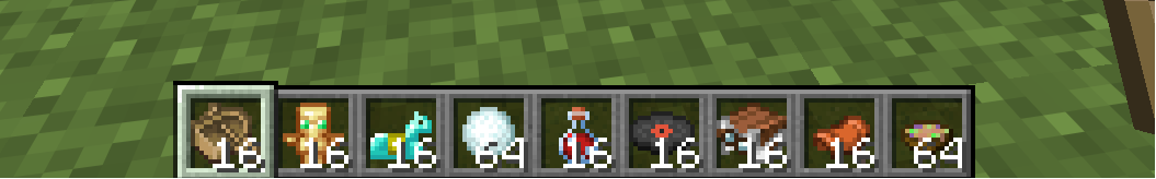 Screenshot showing various items the mod changed the stack sizes of