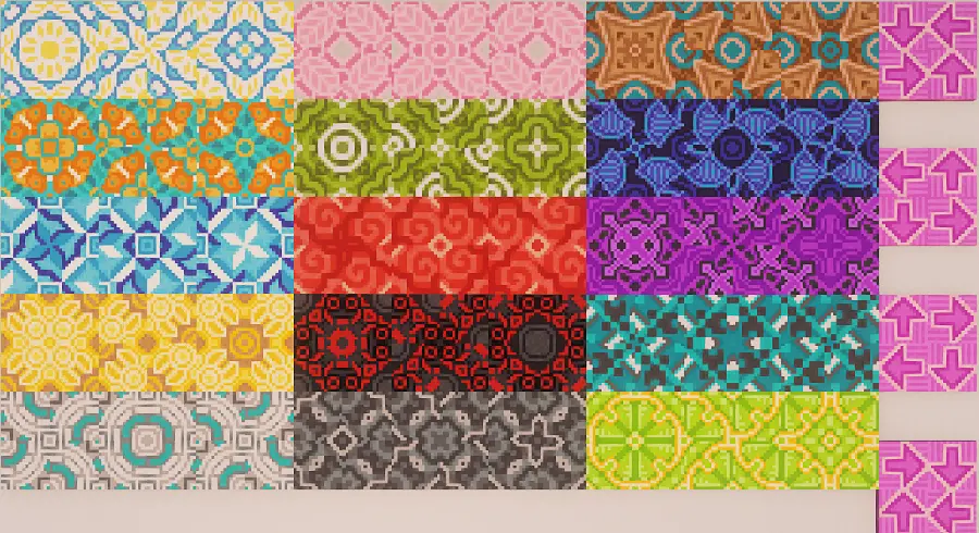 Different Design possibilities using the Glazed Terracotta Carpet blocks