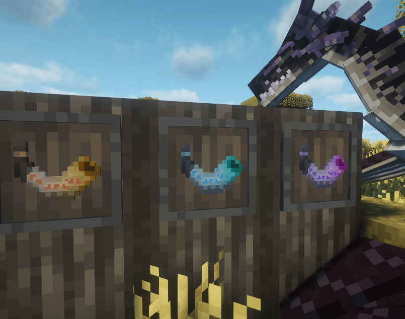 item frames whoing the different dragon horns