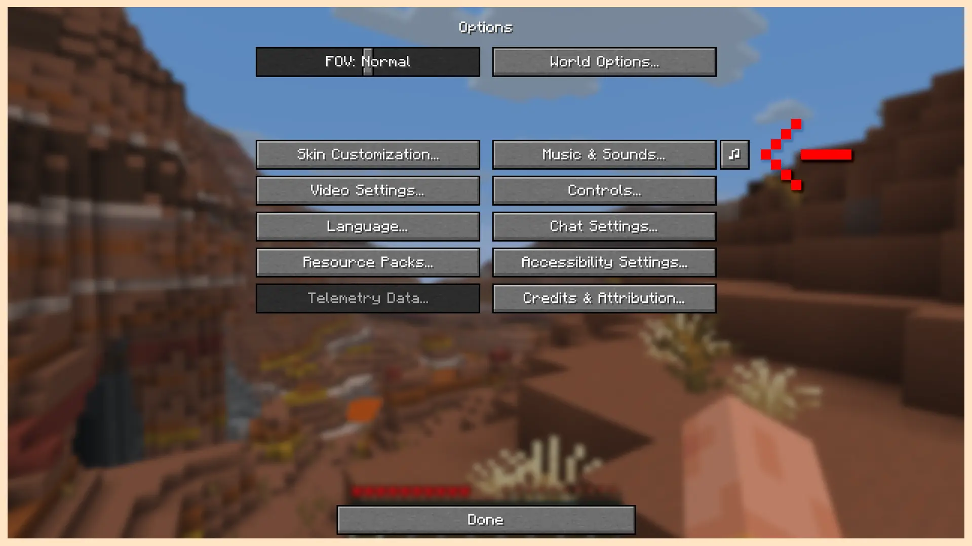 Options Menu Music Button