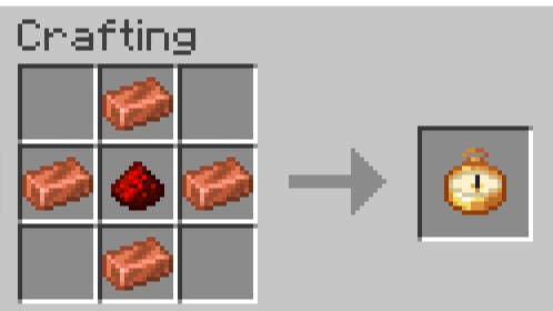 The new crafting recipe, requiring copper ingots instead of iron ingots