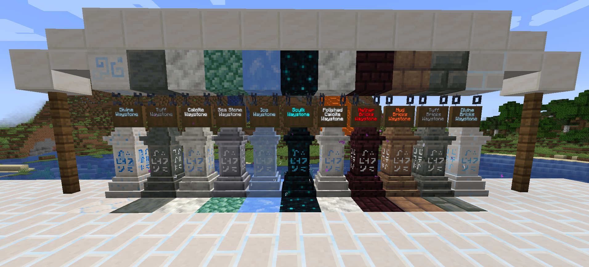 Preview of current waystones added by the mod