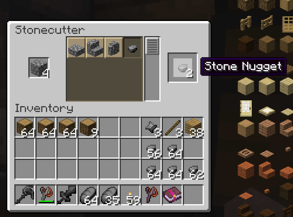 Stone Nuggets are obtained by crafting them in a Stonecutter