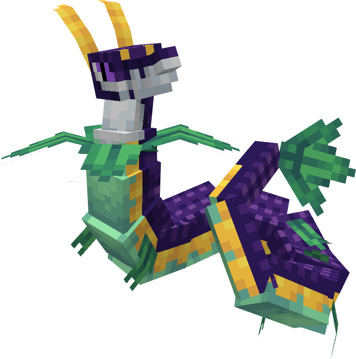 A purple, yellow, and green scaled Serperior