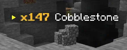 item name and stack count