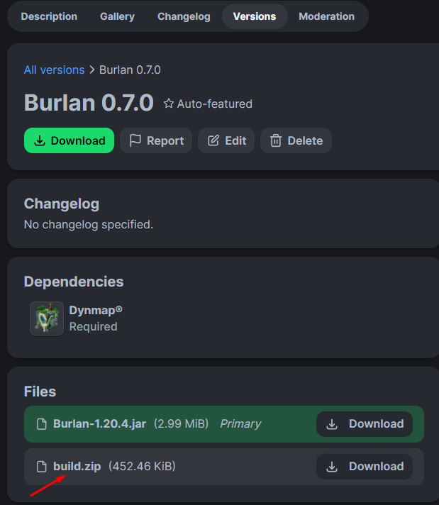 Burlan 0.7.0 Version Page