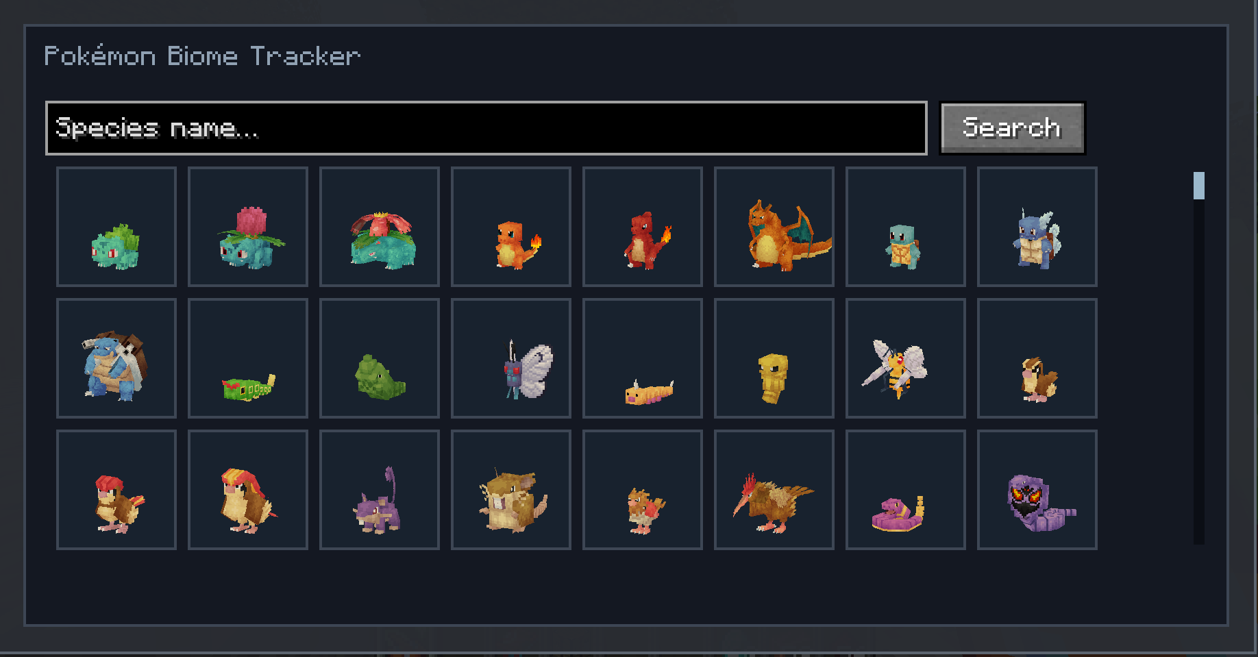 The biome tracker, scrollable too!