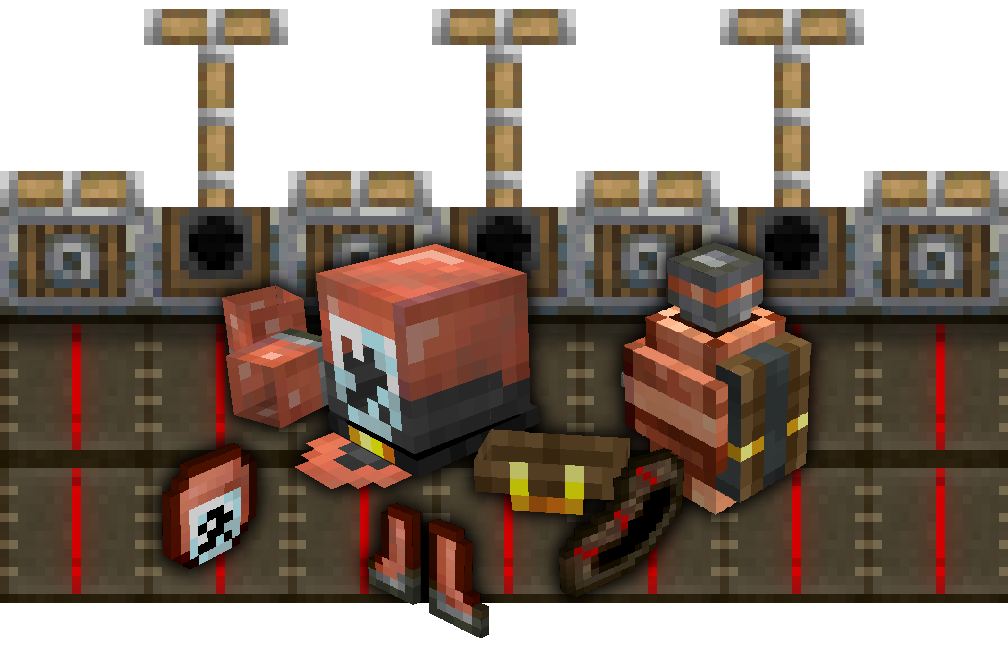 A rendered/edited banner containing everything from this update. The Diving Gear in armor and item form, pistons, and belts.