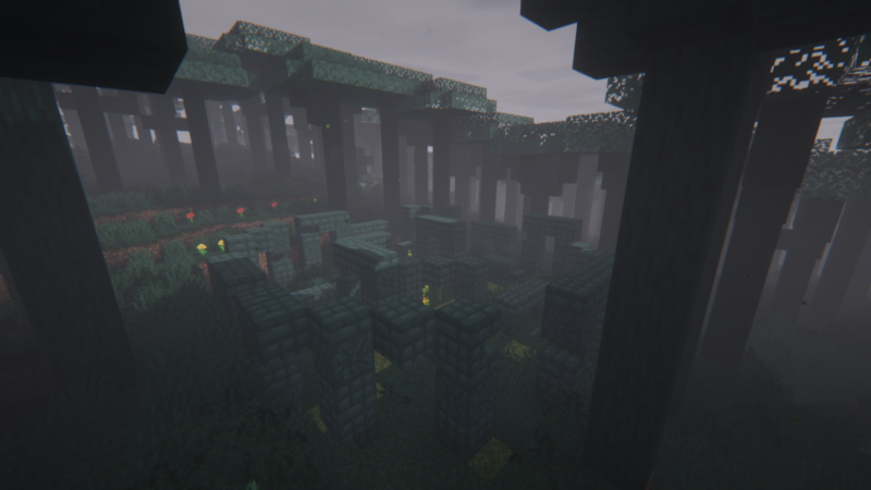 The Stonehenge in the Haunted Woods Biome paired with the Insanity Shader