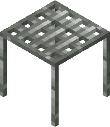 A block frame made of thin bars.  The ceiling is a mesh, but there are no walls, just four thin poles in the corners.