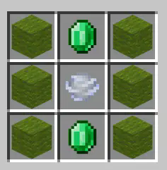 Crafting Recipe (Left and right columns: green wool, top and bottom middle: emerald, middle: wind charge