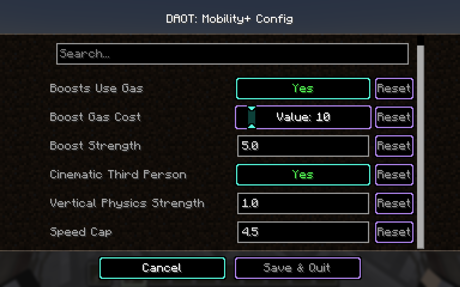 when using mod menu this is what the Mobility+ config will look like
