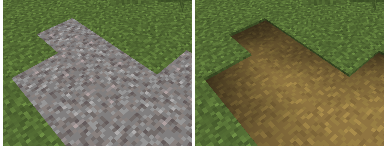 Example of bad shadowing of original path in compare to my resourcepack
