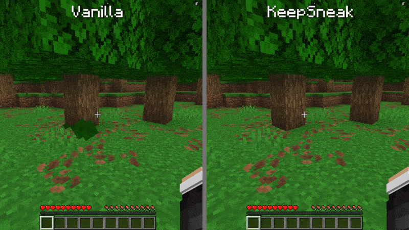 KeepSneak vs. Vanilla behavior