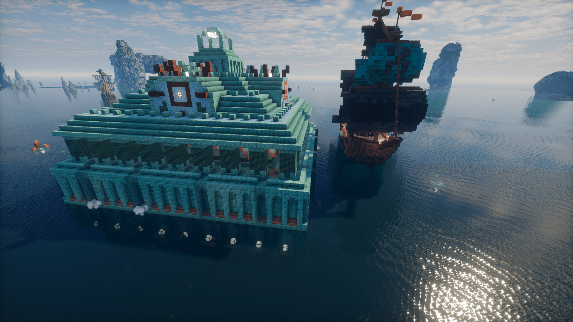 Revamped structures like the ocean monument and new structures like ships