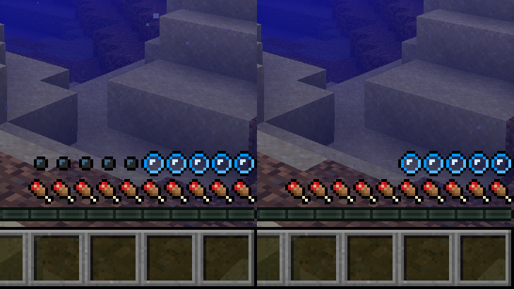 A comparison between the new empty bubble texture and with it removed.