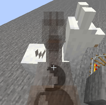 Player looking down while on horseback with a llama in front of them. The horse is partally transparent and you can see stuff through it. The llama isn't visible through the horse. Parts of the horse's shadow aren't visible through the horse