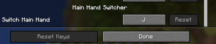 Keybind menu including the mod's keybind