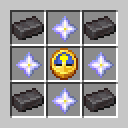 time watch recipe: netherite ingots in the corners, nether stars on the sides, and a clock in the middle.