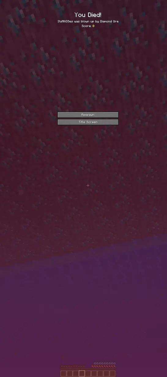 My friend getting blown up by a Trapped Diamond Ore