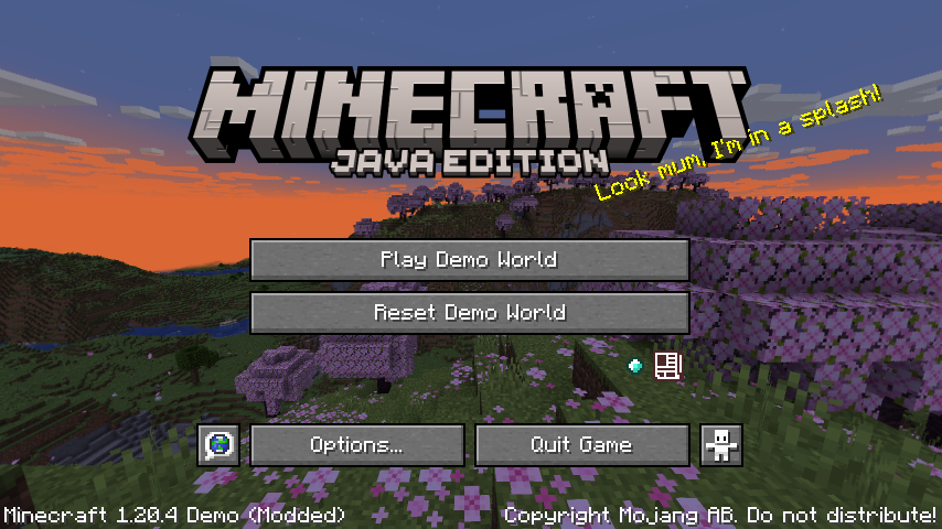 Minecraft with the demo mod installed