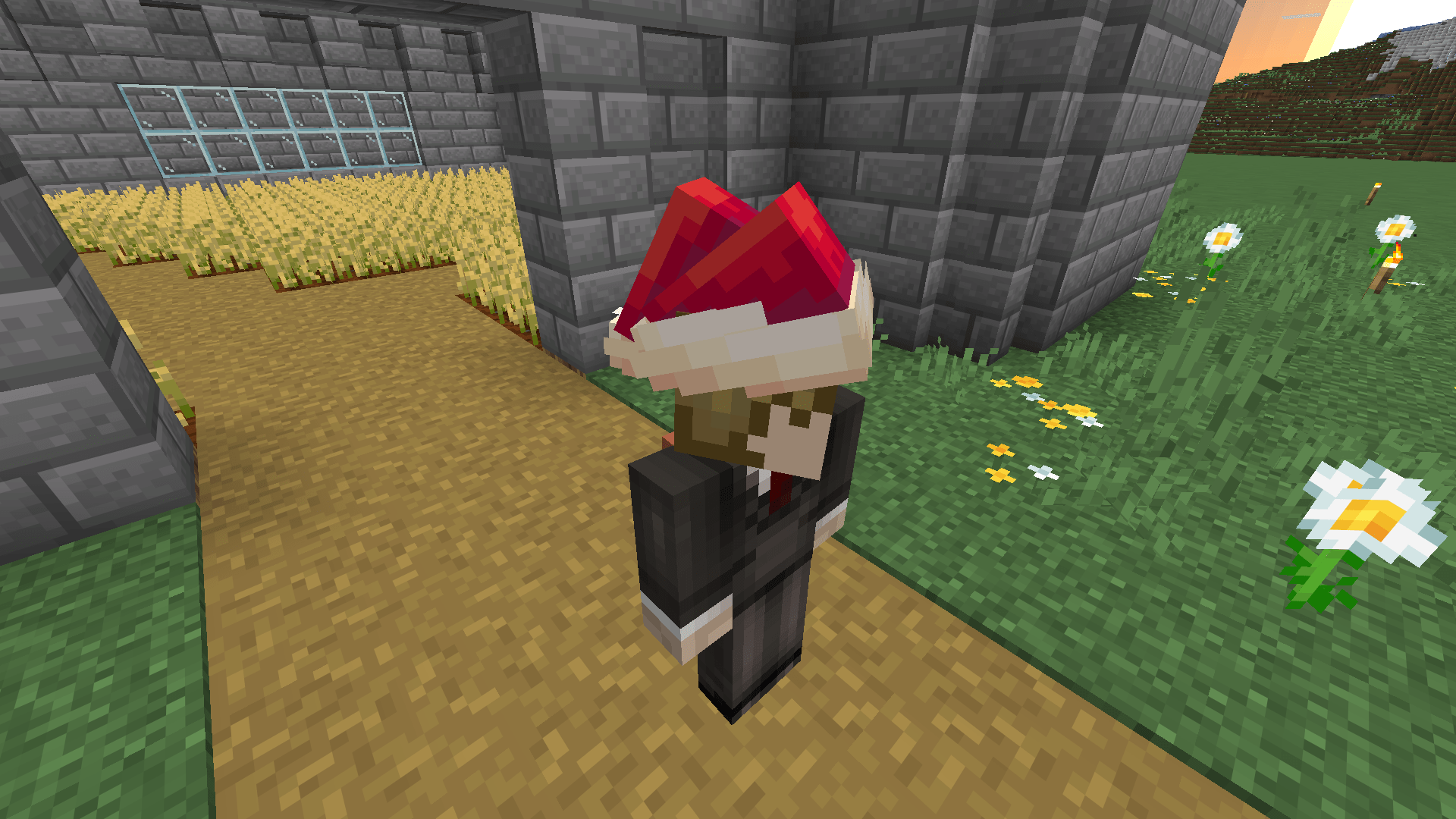 me wearing a christmas hat