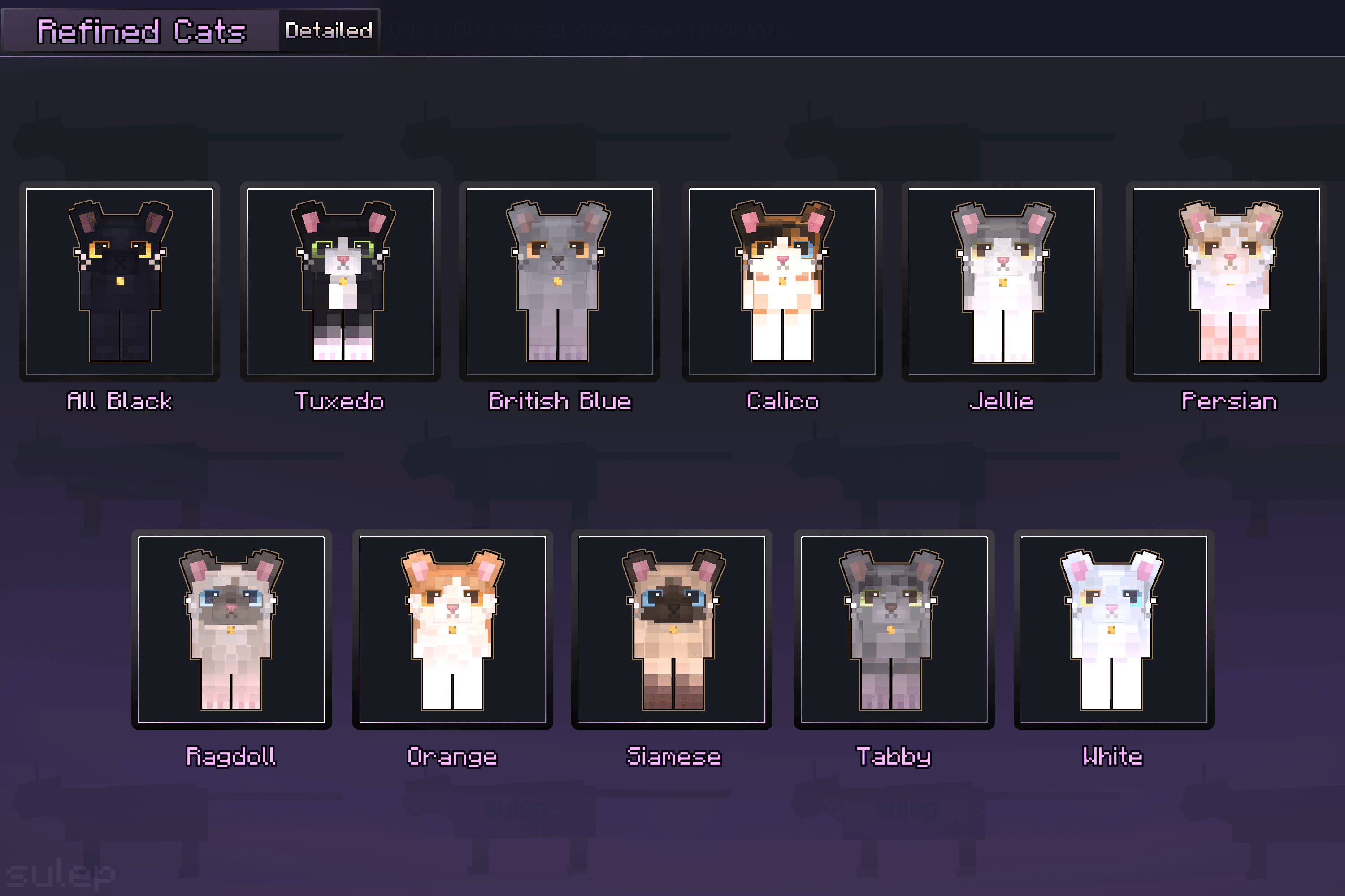 all basic variations of refined cats textures